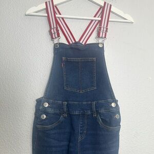 Levi’s Youth Girls Size 12 Skinny Overalls Red White Straps